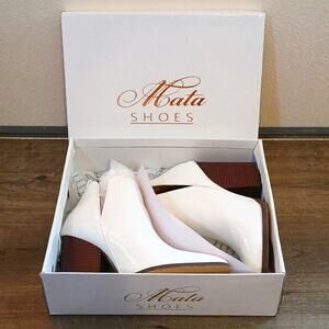 Mata shoes Celeste white faux alligator heeled ankle boots